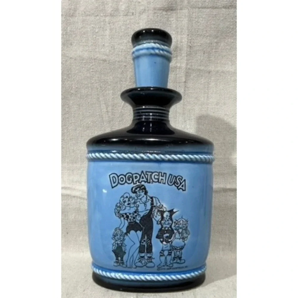Vintage 1975 Dogpatch USA Li'l Abner Ceramic Decanter Al Capp Blue Comic Art